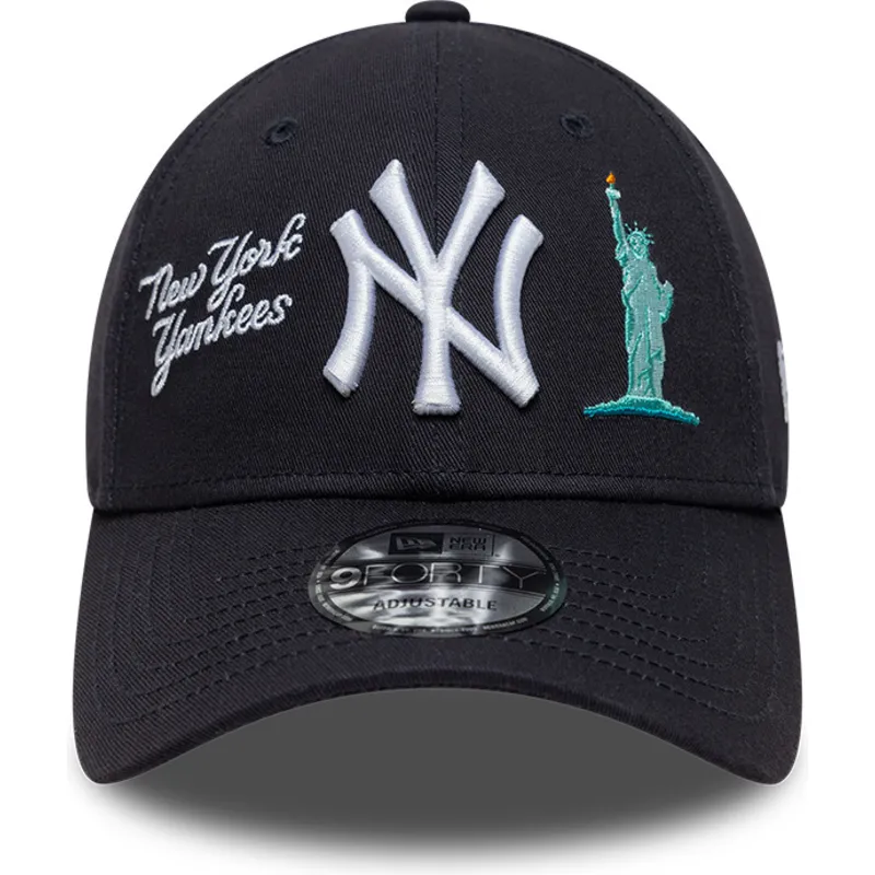 justerbar-marinebla-kurvet-kasket-9forty-city-icon-fra-new-york-yankees-mlb-fra-new-era