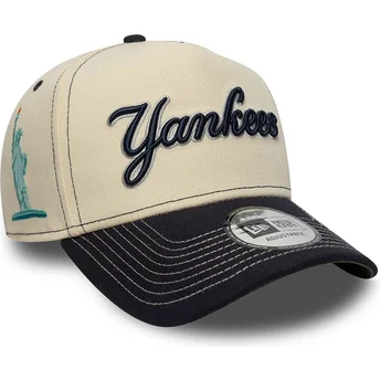 Buet kasket beige og marineblå snapback E Frame City Icon fra New York Yankees MLB fra New Era