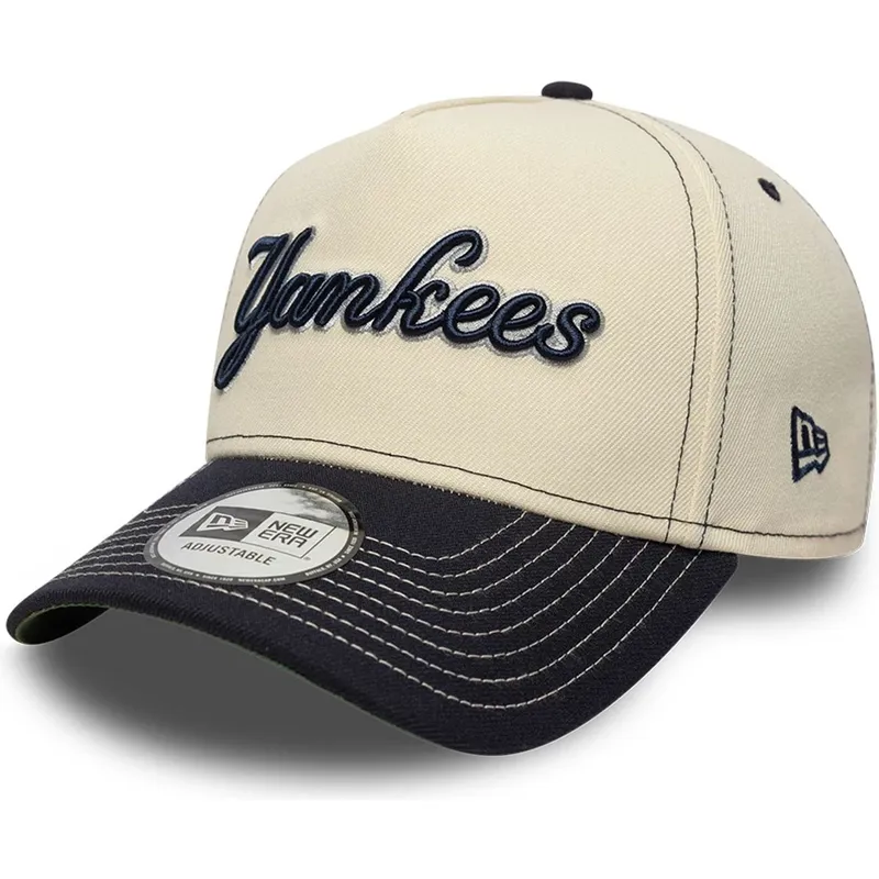 buet-kasket-beige-og-marinebla-snapback-e-frame-city-icon-fra-new-york-yankees-mlb-fra-new-era