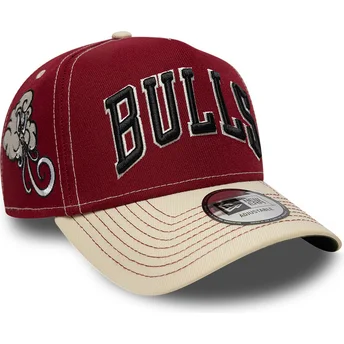 Rød og beige buet kasket snapback E Frame City Icon fra Chicago Bulls NBA fra New Era