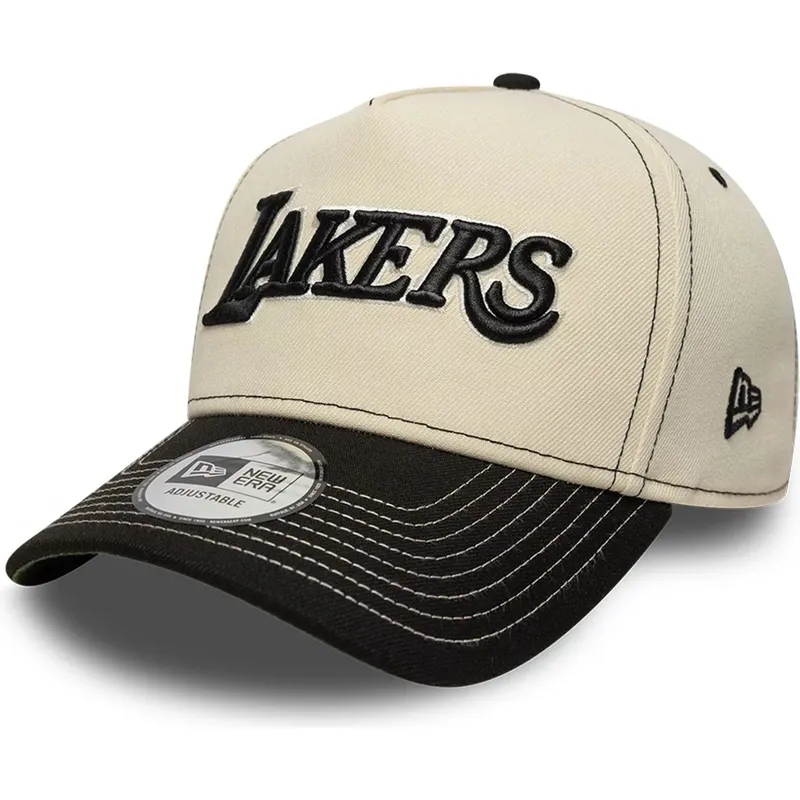 buet-beige-og-sort-snapback-kasket-e-frame-city-icon-fra-los-angeles-lakers-nba-fra-new-era