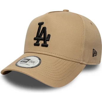 Brun curved snapback-kasket med sort logo E Frame League Essential fra Los Angeles Dodgers MLB fra New Era