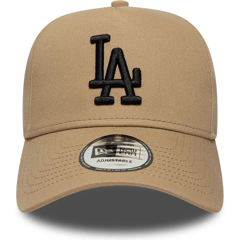 brun-curved-snapback-kasket-med-sort-logo-e-frame-league-essential-fra-los-angeles-dodgers-mlb-fra-new-era