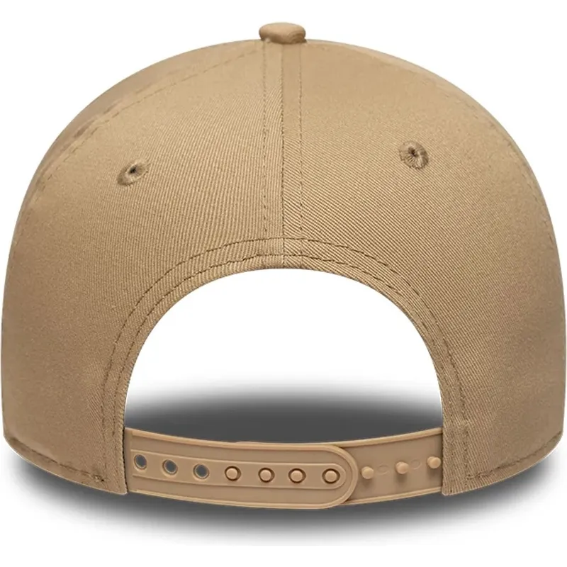 brun-curved-snapback-kasket-med-sort-logo-e-frame-league-essential-fra-los-angeles-dodgers-mlb-fra-new-era