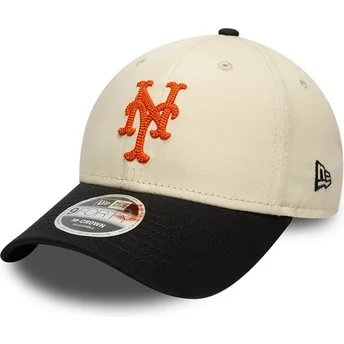Buet beige og sort snapback kasket 9FORTY M-Crown Side Script fra New York Mets MLB fra New Era