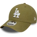 gron-curved-snapback-kasket-9forty-m-crown-linen-fra-los-angeles-dodgers-mlb-fra-new-era
