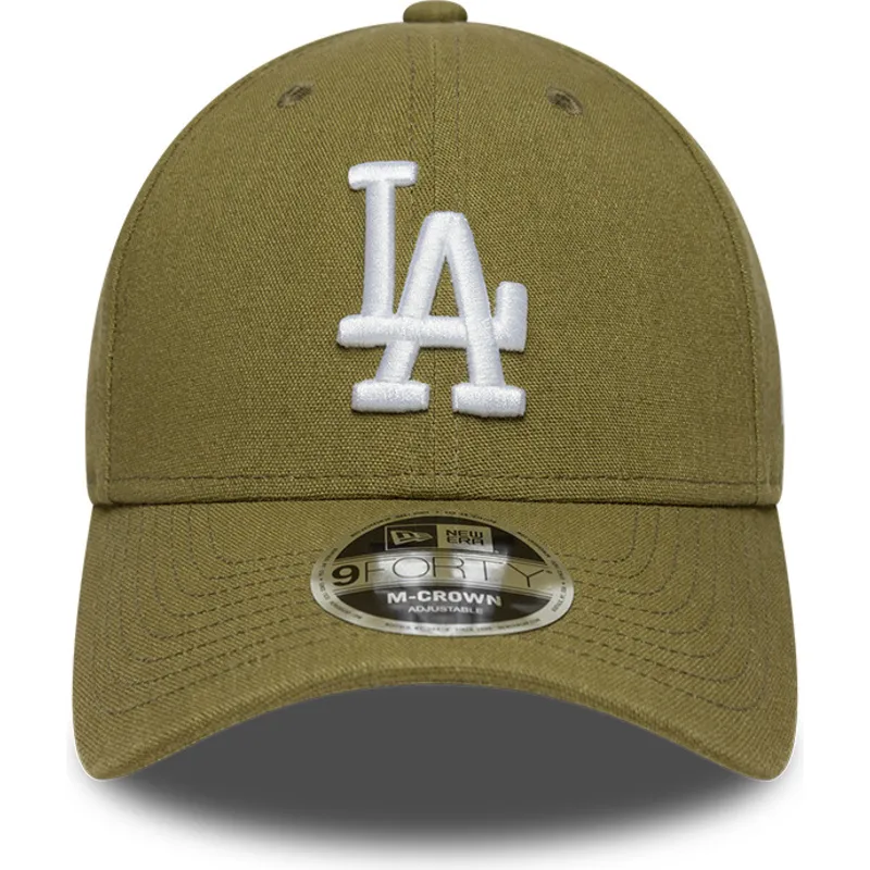 gron-curved-snapback-kasket-9forty-m-crown-linen-fra-los-angeles-dodgers-mlb-fra-new-era