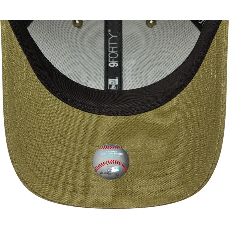 gron-curved-snapback-kasket-9forty-m-crown-linen-fra-los-angeles-dodgers-mlb-fra-new-era