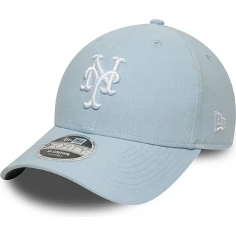 Lyseblå snapback-kasket med buet skygge 9FORTY M-Crown Linen fra New York Mets MLB fra New Era