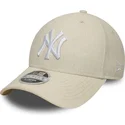 buet-beige-snapback-kasket-9forty-m-crown-linen-fra-new-york-yankees-mlb-fra-new-era