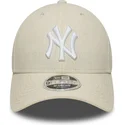 buet-beige-snapback-kasket-9forty-m-crown-linen-fra-new-york-yankees-mlb-fra-new-era