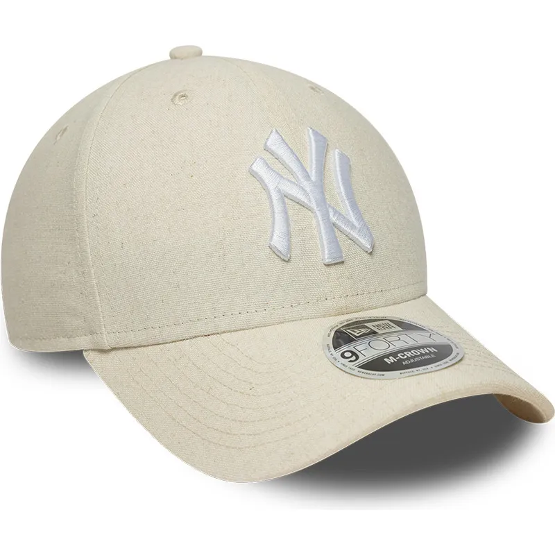 buet-beige-snapback-kasket-9forty-m-crown-linen-fra-new-york-yankees-mlb-fra-new-era