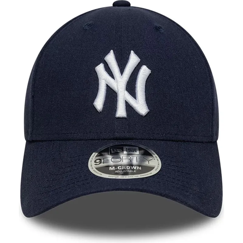 marinebla-buet-kasket-snapback-9forty-m-crown-linen-fra-new-york-yankees-mlb-fra-new-era