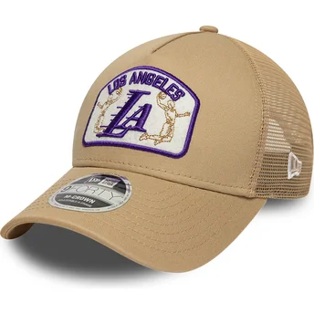 Beige trucker kasket 9FORTY M-Crown A Frame fra Los Angeles Lakers NBA fra New Era