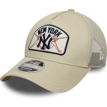 Beige trucker kasket 9FORTY M-Crown A Frame New York Yankees MLB fra New Era