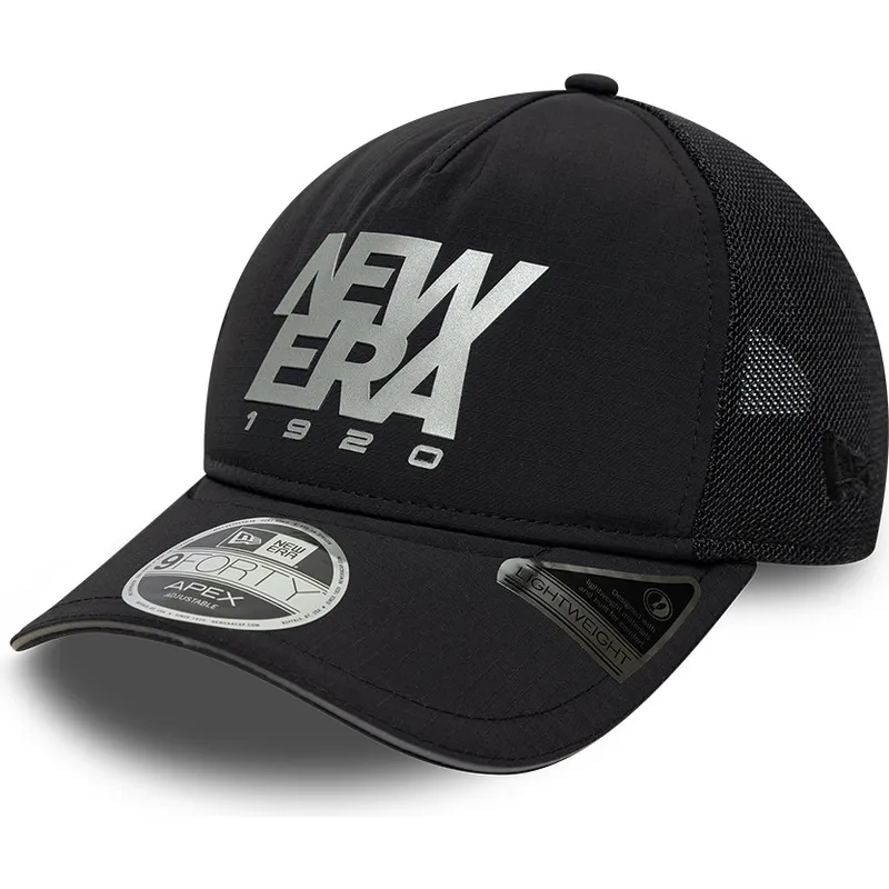 sort-justerbar-trucker-kasket-9forty-apex-reflective-a-frame-fra-new-era