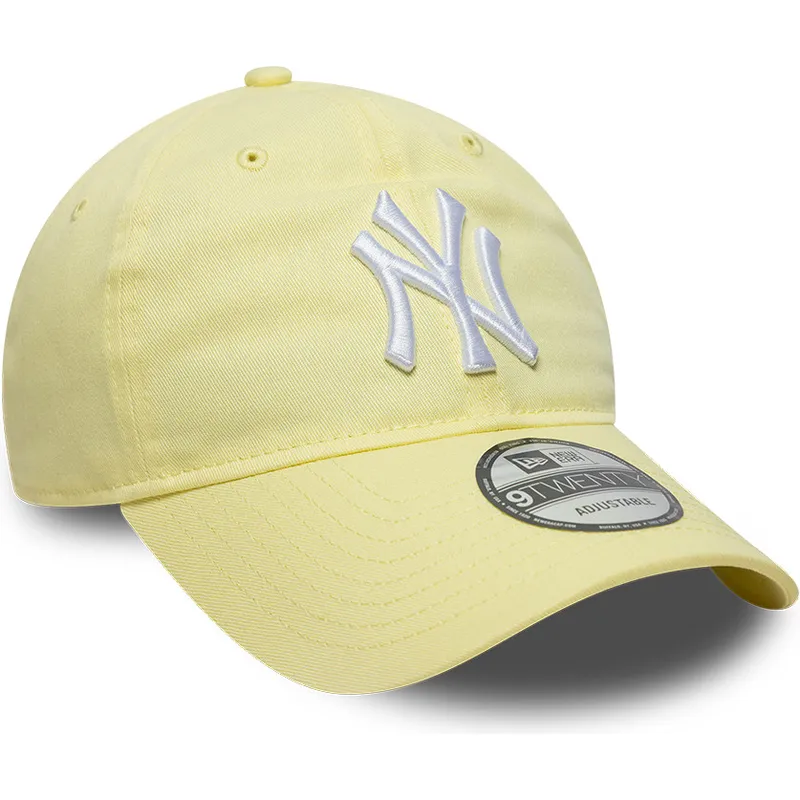 lys-gul-justerbar-kurvet-kasket-9twenty-league-essential-fra-new-york-yankees-mlb-af-new-era