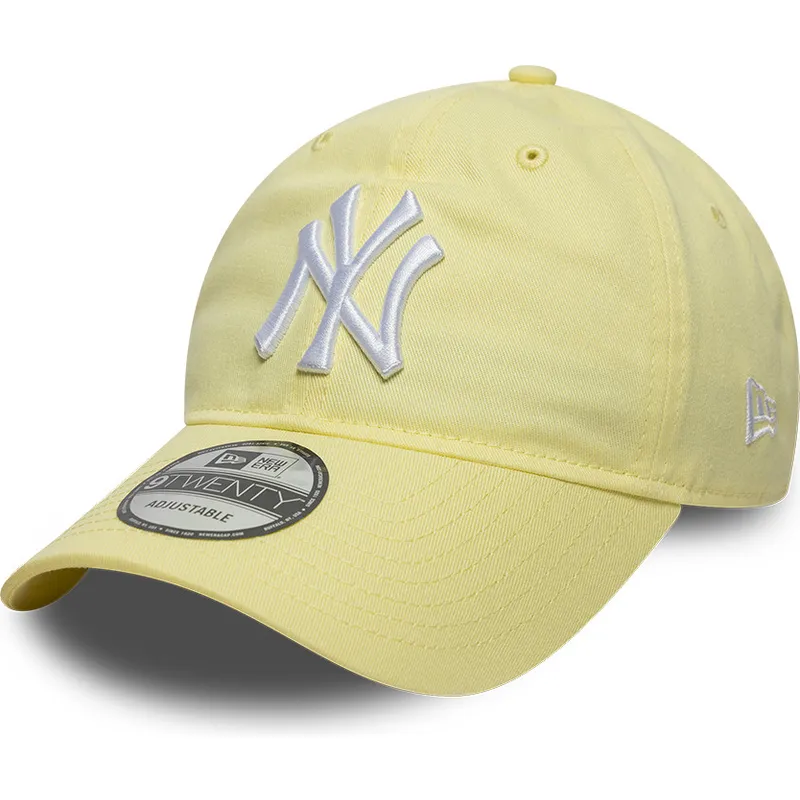 lys-gul-justerbar-kurvet-kasket-9twenty-league-essential-fra-new-york-yankees-mlb-af-new-era