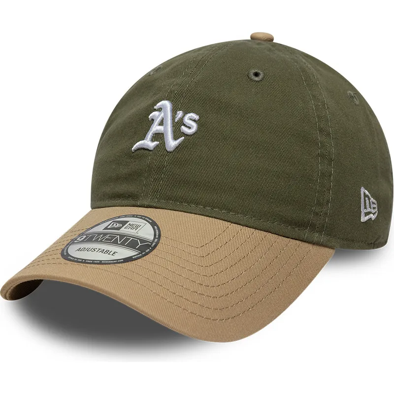 gorra-curva-verde-y-marron-ajustable-9twenty-mini-washed-contrast-de-oakland-athletics-mlb-de-new-era