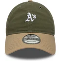 gron-og-brun-justerbar-kurvet-kasket-9twenty-mini-washed-contrast-fra-oakland-athletics-mlb-fra-new-era