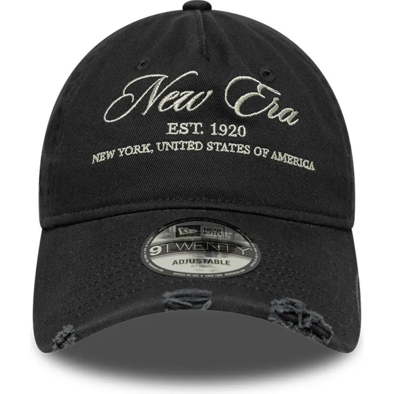 sort-justerbar-buet-kasket-9twenty-wash-distress-a-frame-fra-new-era