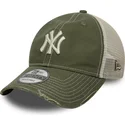 gron-justerbar-trucker-kasket-9twenty-cotton-canv-fra-new-york-yankees-mlb-fra-new-era