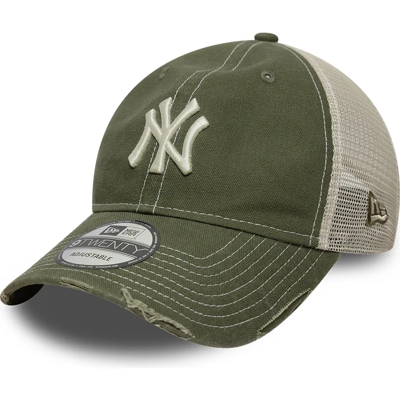 gron-justerbar-trucker-kasket-9twenty-cotton-canv-fra-new-york-yankees-mlb-fra-new-era