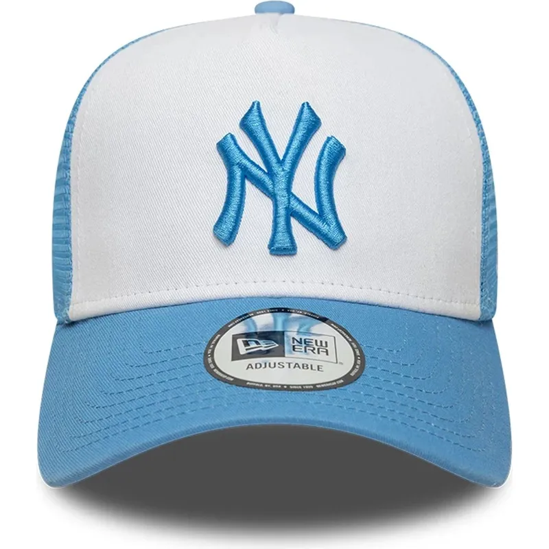trucker-kasket-bla-og-hvid-med-blat-logo-a-frame-league-essential-fra-new-york-yankees-mlb-fra-new-era