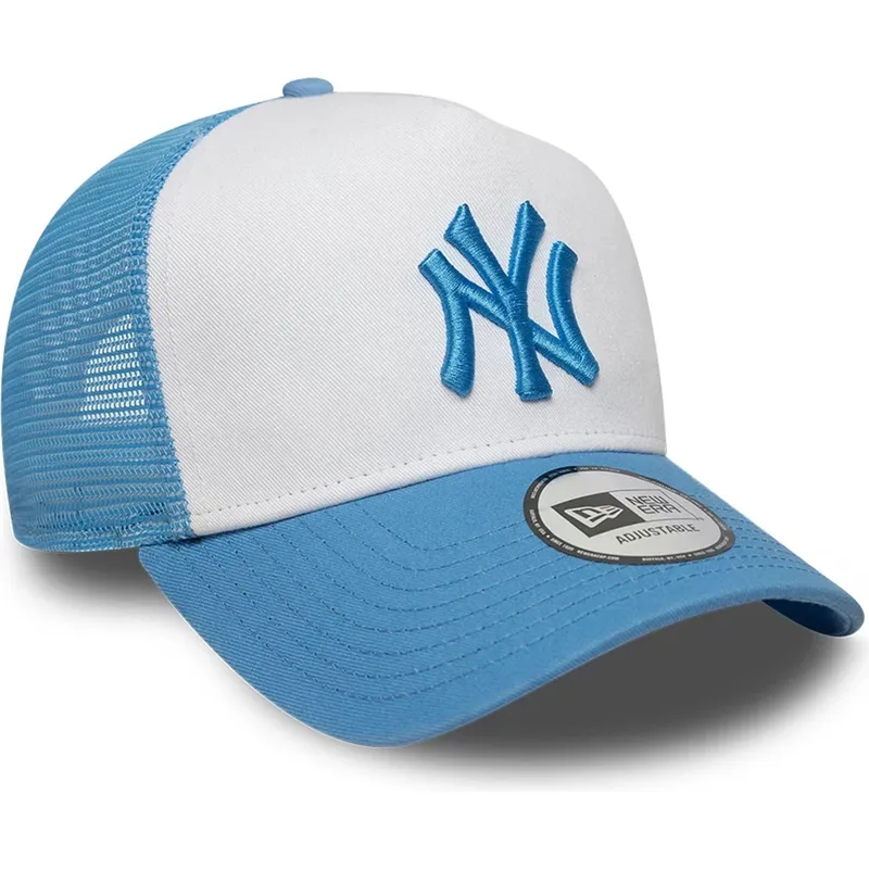 trucker-kasket-bla-og-hvid-med-blat-logo-a-frame-league-essential-fra-new-york-yankees-mlb-fra-new-era