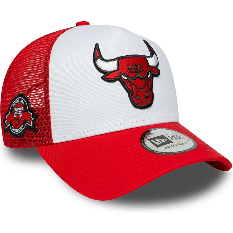 rod-og-hvid-trucker-kasket-a-frame-side-patch-fra-chicago-bulls-nba-fra-new-era