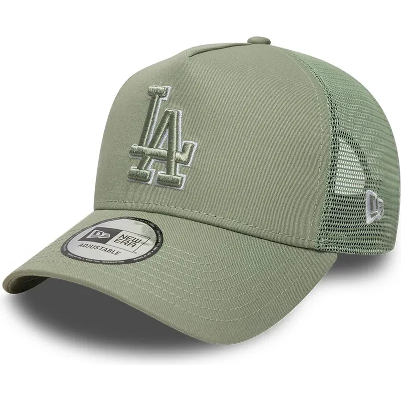 gron-trucker-kasket-med-gront-logo-a-frame-outline-fra-los-angeles-dodgers-mlb-fra-new-era