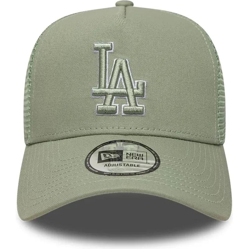 gron-trucker-kasket-med-gront-logo-a-frame-outline-fra-los-angeles-dodgers-mlb-fra-new-era