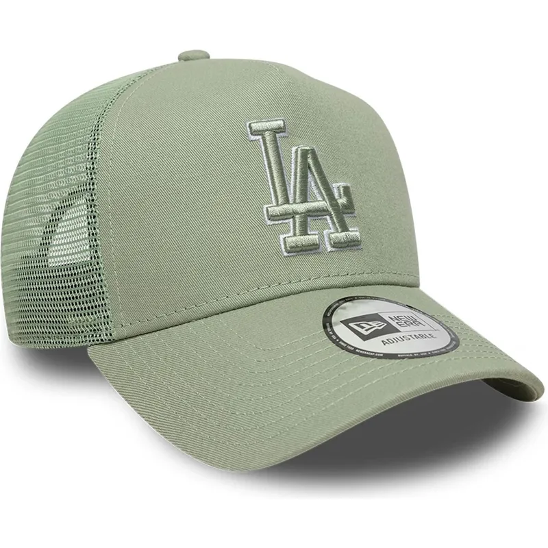 gron-trucker-kasket-med-gront-logo-a-frame-outline-fra-los-angeles-dodgers-mlb-fra-new-era