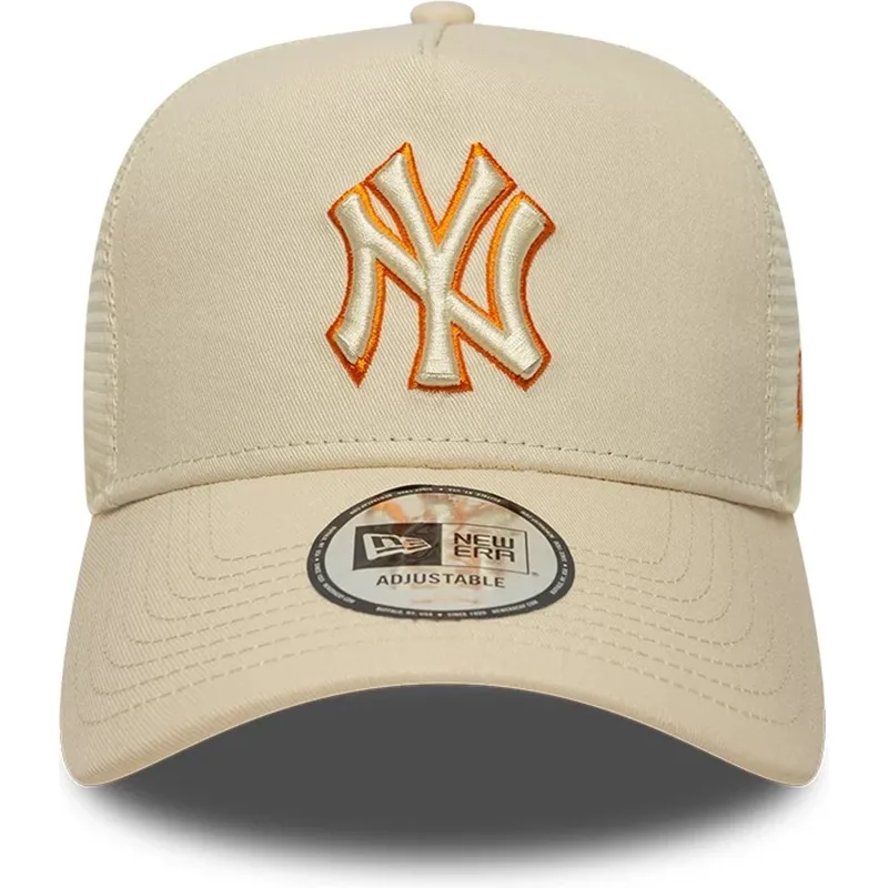 trucker-kasket-beige-med-beige-logo-a-frame-outline-fra-new-york-yankees-mlb-fra-new-era