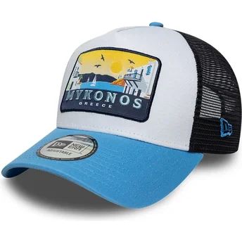 Blå trucker-kasket A Frame Location Patch fra Mykonos fra New Era