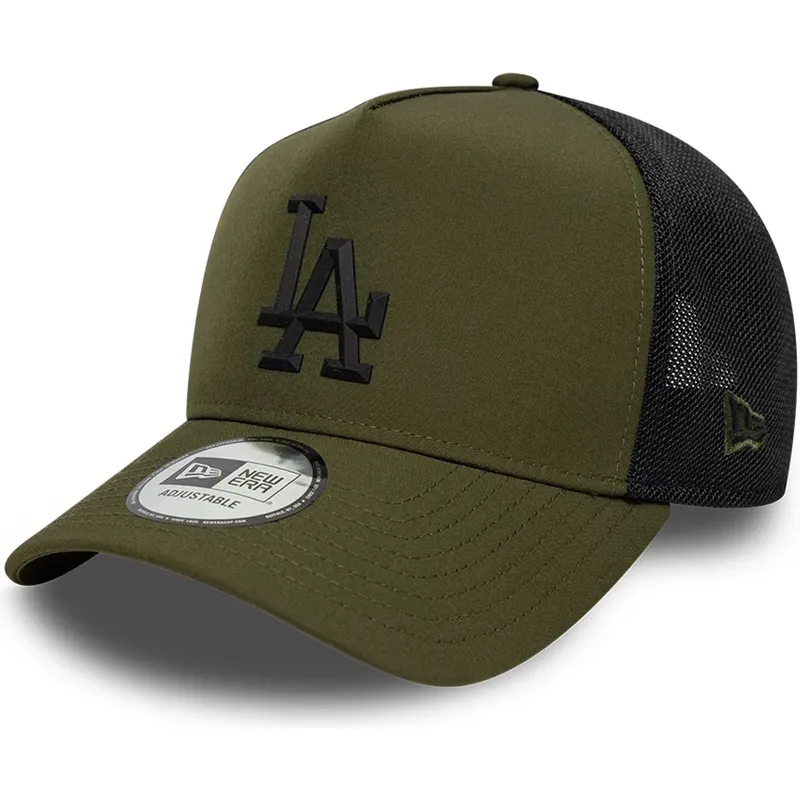 gron-trucker-kasket-med-sort-logo-a-frame-sport-fra-los-angeles-dodgers-mlb-fra-new-era