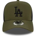 gron-trucker-kasket-med-sort-logo-a-frame-sport-fra-los-angeles-dodgers-mlb-fra-new-era