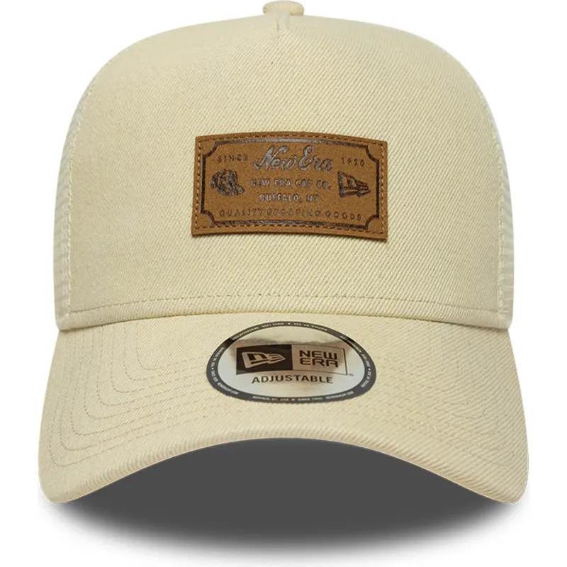 beige-trucker-kasket-a-frame-denim-leather-patch-fra-new-era