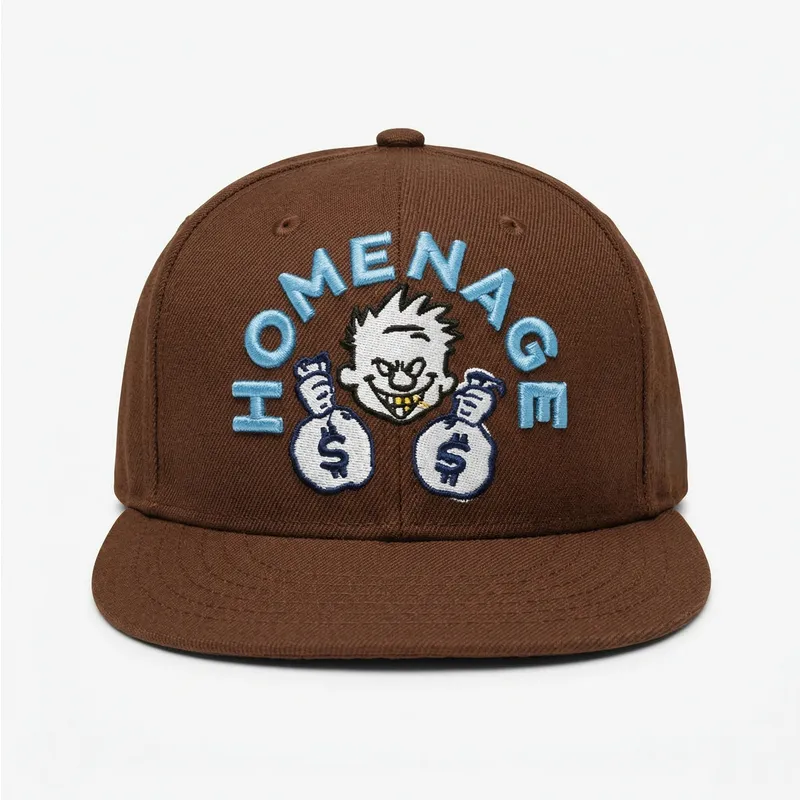 flad-brun-snapback-kasket-money-music-shapes-identity-the-snap-fra-homenage