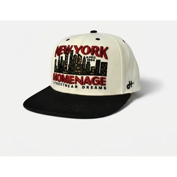 Flad kasket beige og sort snapback NYSKY Skylines The Snap fra Homenage