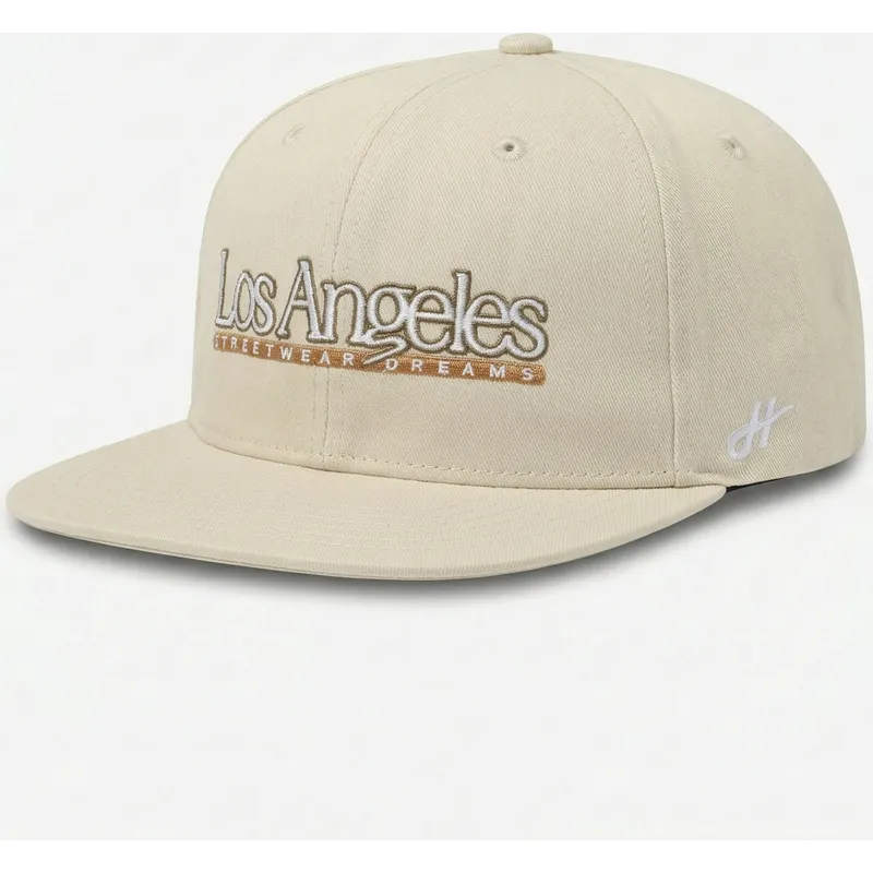 flad-beige-snapback-kasket-los-angeles-skylines-the-snap-fra-homenage