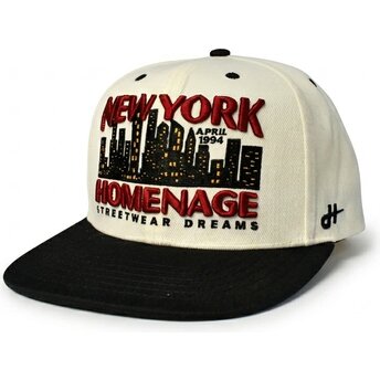 Flad kasket beige og sort snapback NYSKY Skylines The Snap fra Homenage