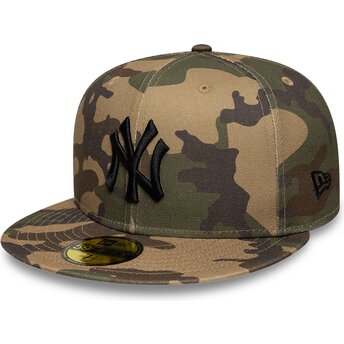 Flad kasket camouflage justeret med sort logo 59FIFTY Camo fra New York Yankees MLB fra New Era
