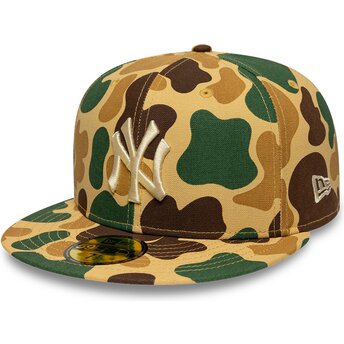 Flad kasket camouflage justeret med beige logo 59FIFTY Camo fra New York Yankees MLB fra New Era