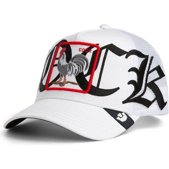 Hvid trucker-kasket med hane Old English Cock The Farm fra Goorin Bros.