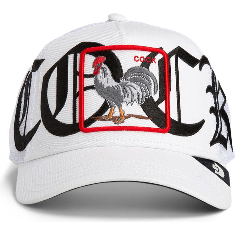 hvid-trucker-kasket-med-hane-old-english-cock-the-farm-fra-goorin-bros