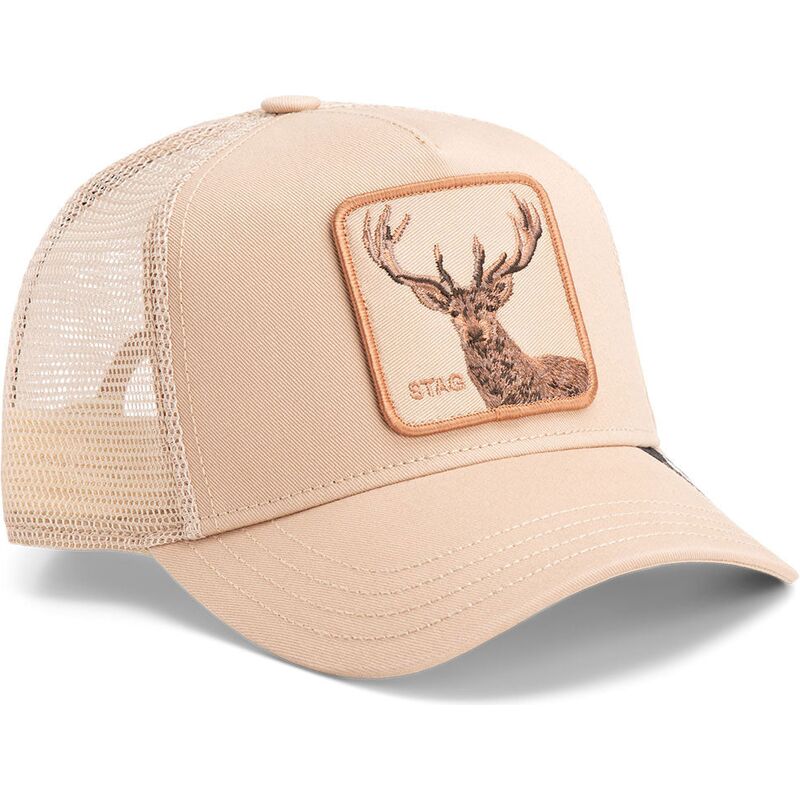 beige-trucker-kasket-hjort-blur-stag-the-farm-fra-goorin-bros