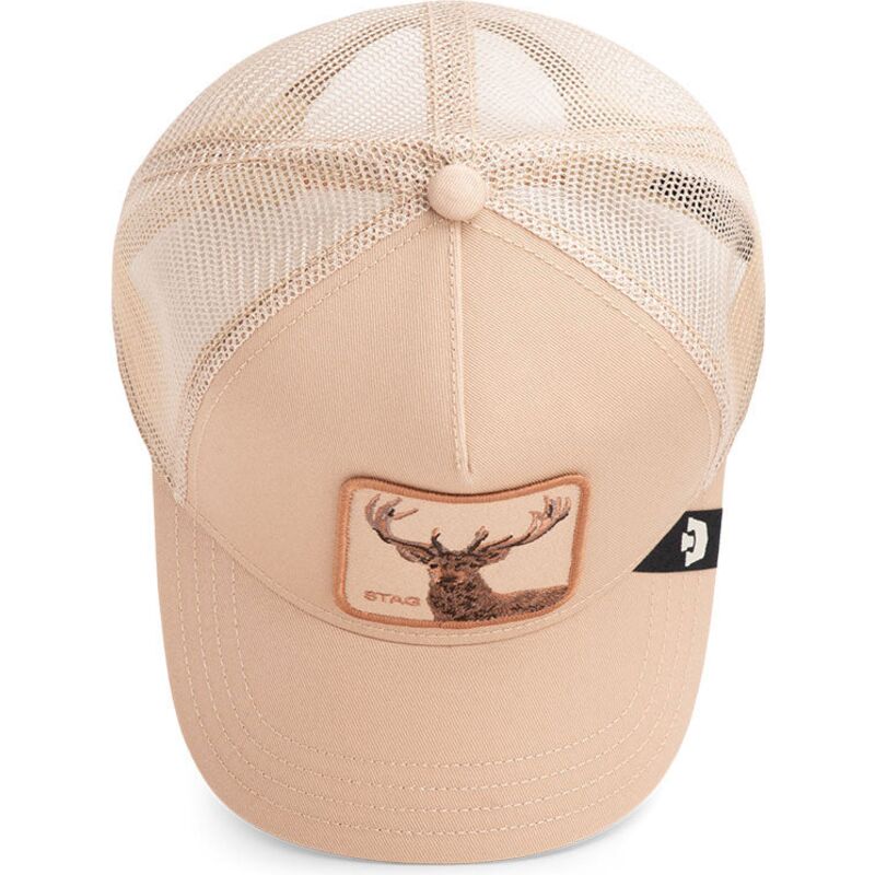 beige-trucker-kasket-hjort-blur-stag-the-farm-fra-goorin-bros