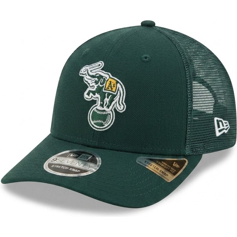 gron-trucker-kasket-9seventy-stretch-snap-evergreen-fra-oakland-athletics-mlb-fra-new-era
