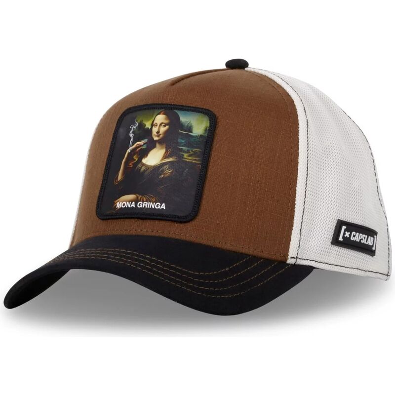 trucker-kasket-brun-mona-lisa-art-mona-mona-gringa-famous-fra-capslab